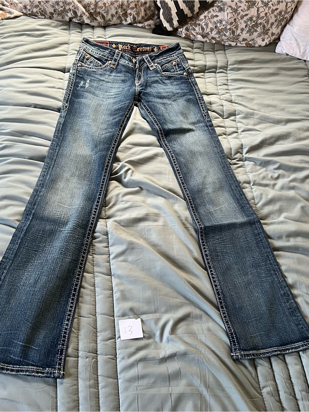 VTG Rock Revival Blue Flared Wide Leg Jeans